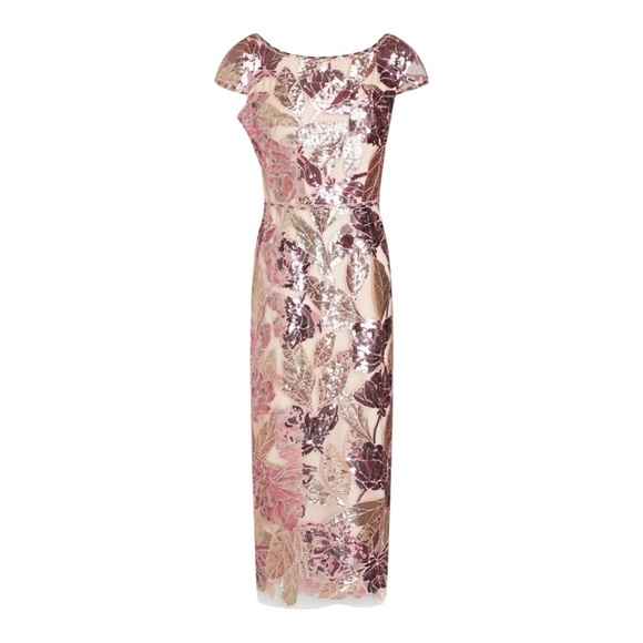 Marchesa Dresses & Skirts - Marchesa Notte Floral Sequin Embellished Tulle Midi Dress NWT Size 16